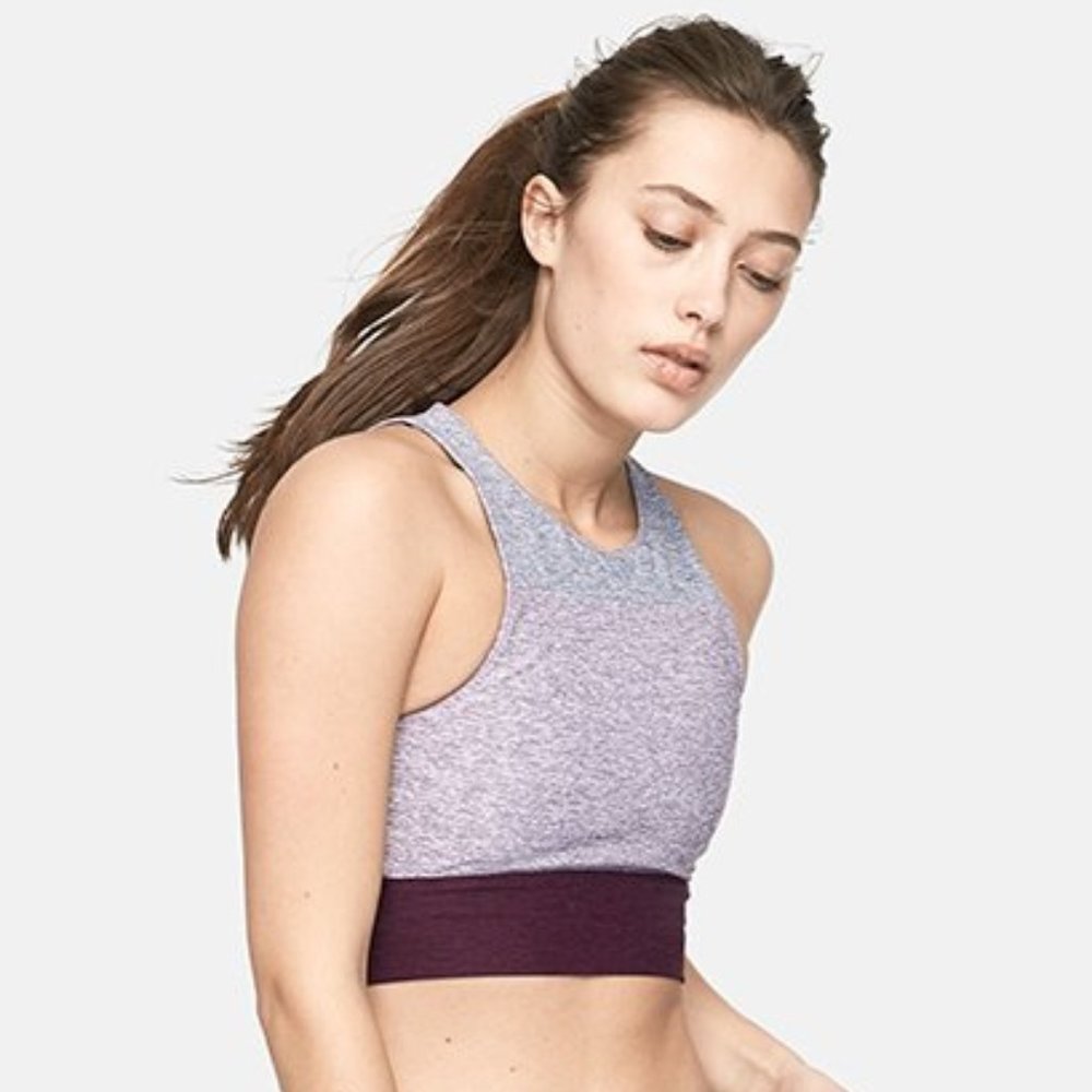 Tri-Tone Slashback Crop - Ash/Orchid/Plum